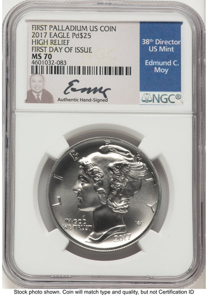 2017 Palladium Eagle 1 oz FDI NGC MS70 Ed Moy