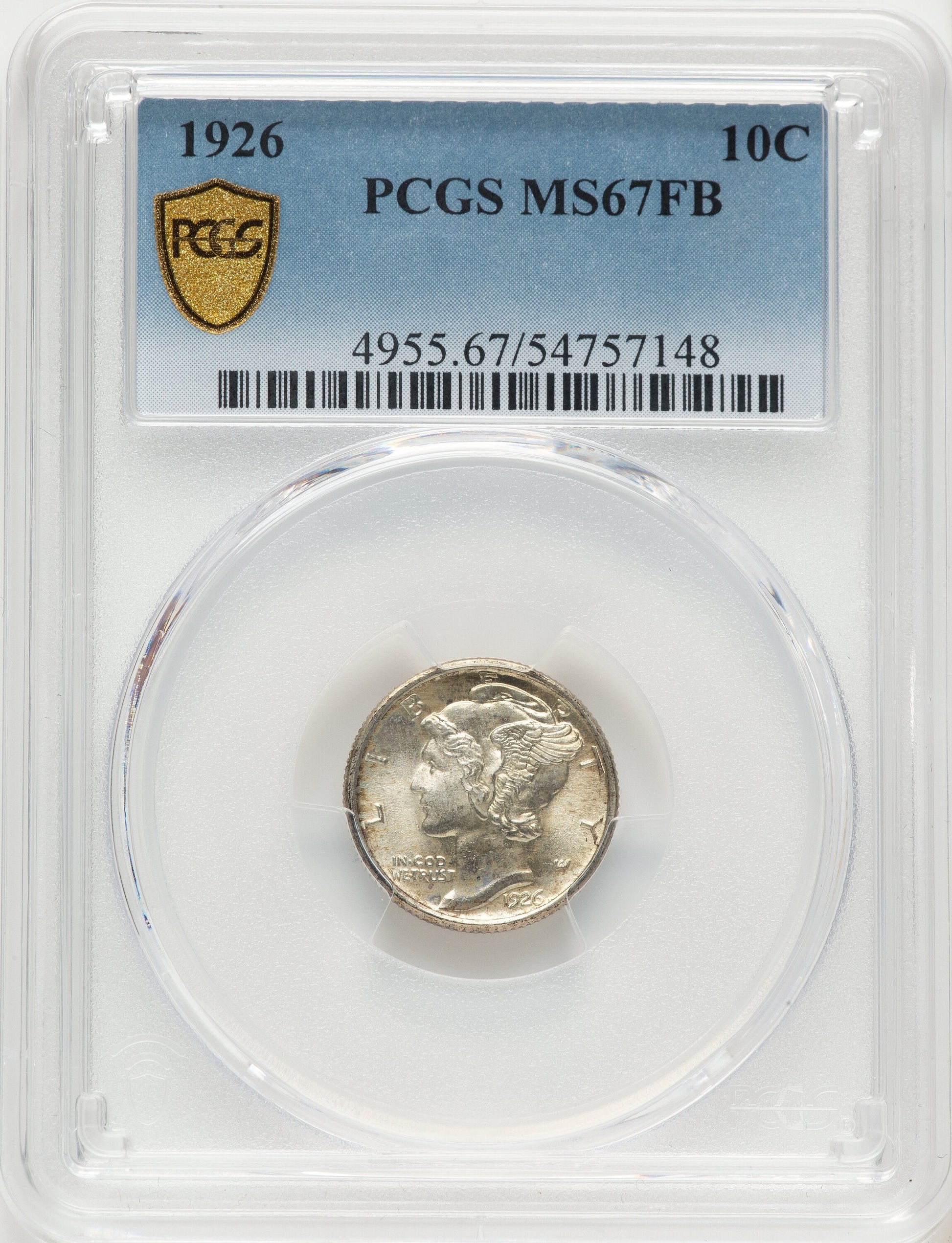 1926 10C FB Mercury Dime PCGS MS67
