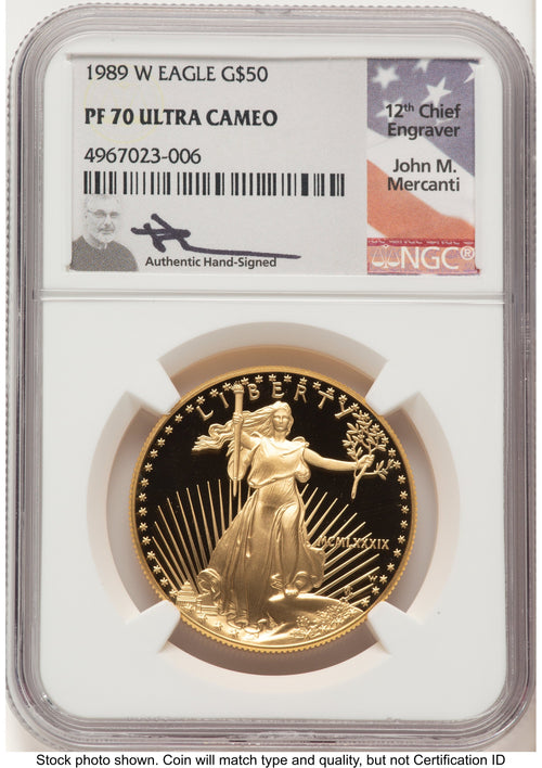 1989-W Proof Gold Eagle 1 oz John NGC PF70 Mercanti