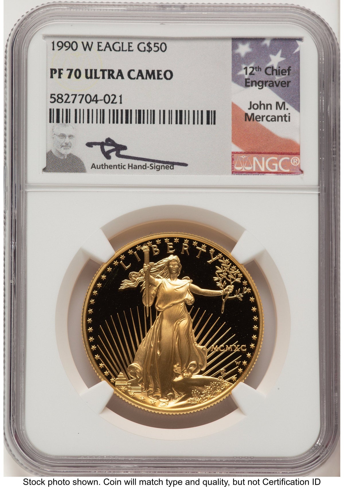 1990-W Proof Gold Eagle 1 oz John NGC PF70 Mercanti