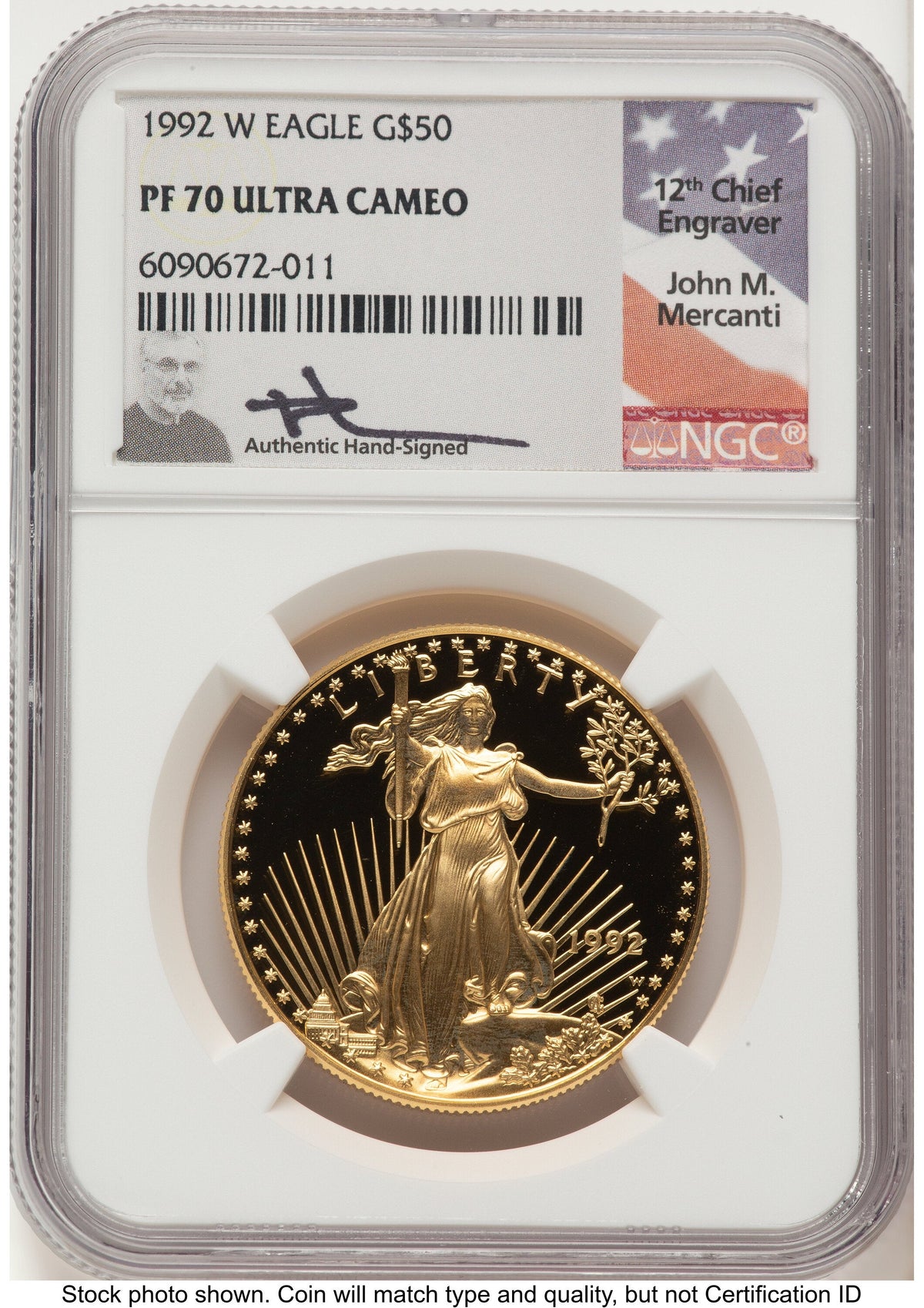 1992-W Proof Gold Eagle 1 oz John NGC PF70 Mercanti