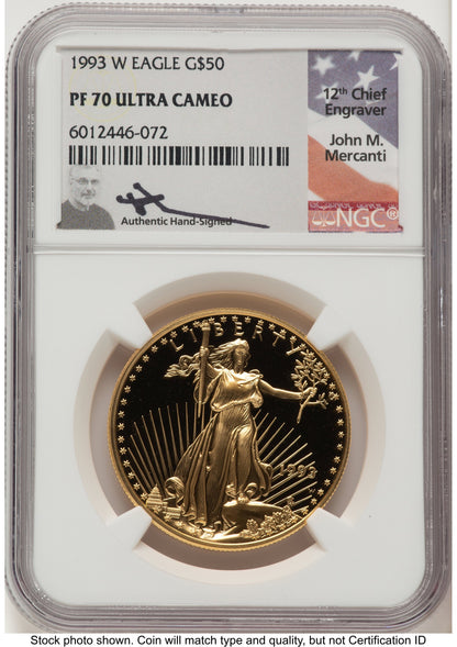 1993-W Proof Gold Eagle 1 oz John NGC PF70 Mercanti