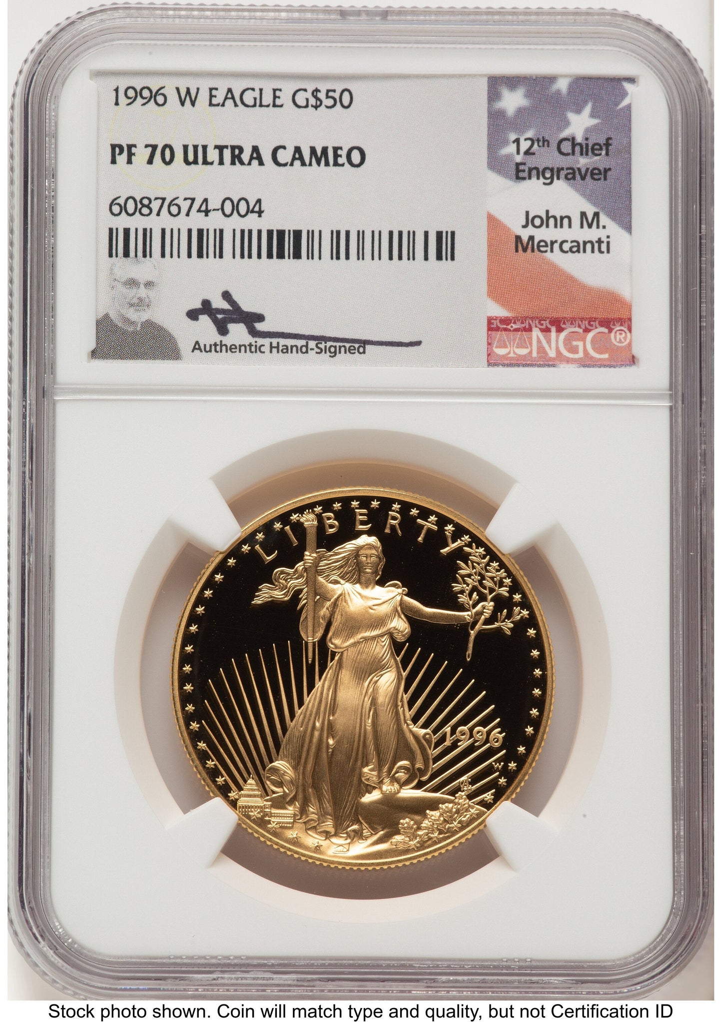 1996-W Proof Gold Eagle 1 oz John NGC PF70 Mercanti