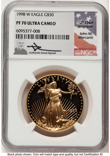 1998-W Proof Gold Eagle 1 oz John NGC PF70 Mercanti