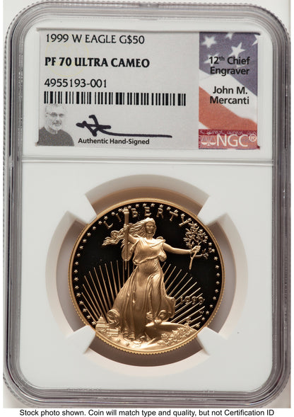 1999-W Proof Gold Eagle 1 oz John NGC PF70 Mercanti