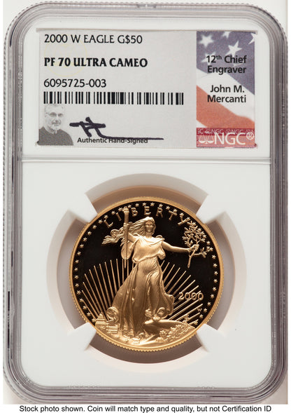 2000-W Proof Gold Eagle 1 oz John NGC PF70 Mercanti