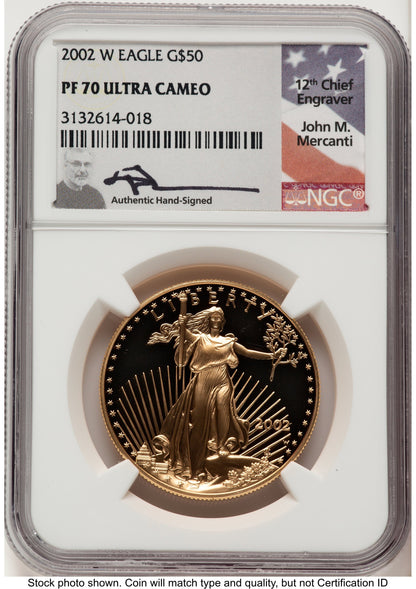 2002-W Proof Gold Eagle 1 oz John NGC PF70 Mercanti