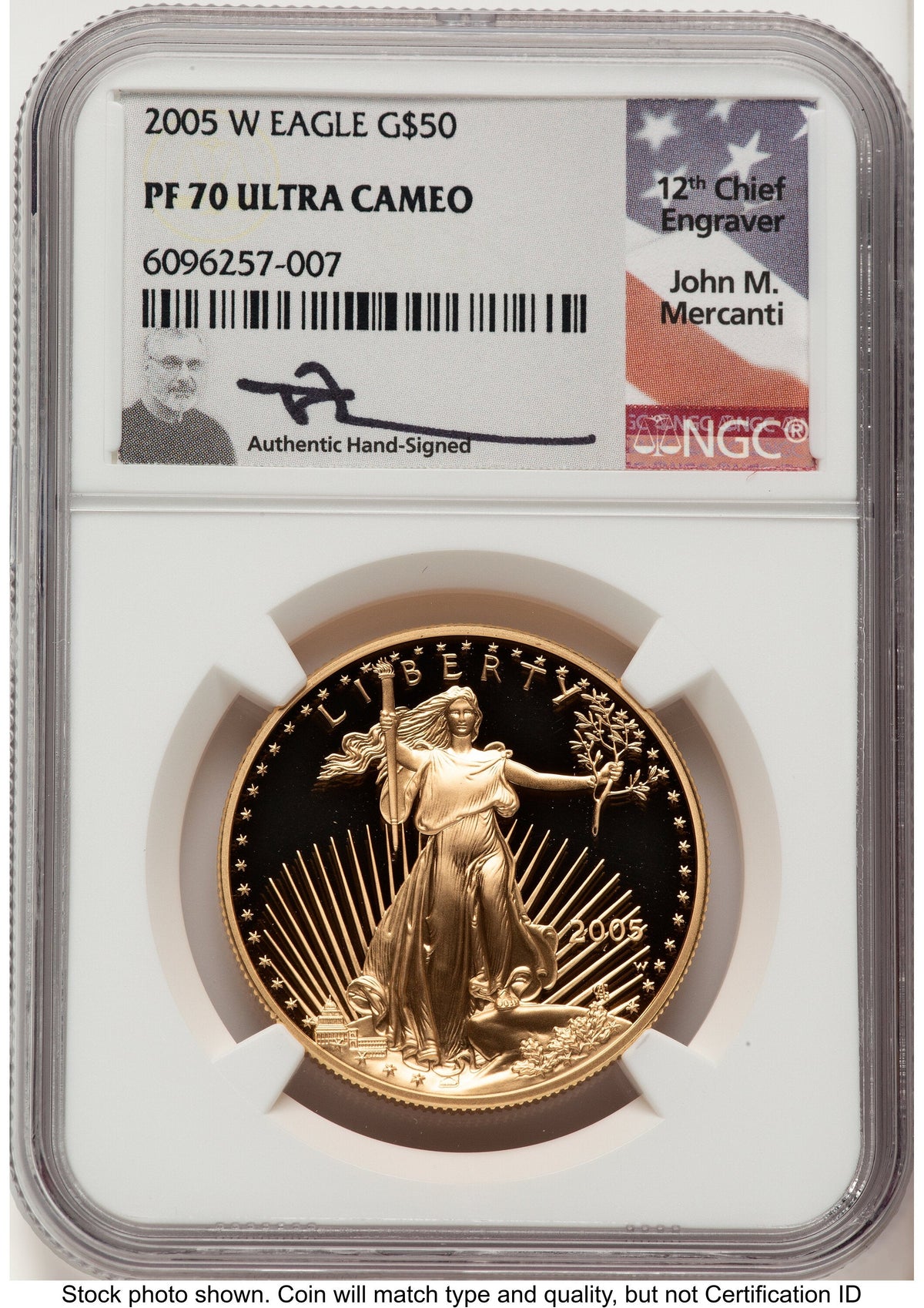 2005-W Proof Gold Eagle 1 oz John NGC PF70 Mercanti
