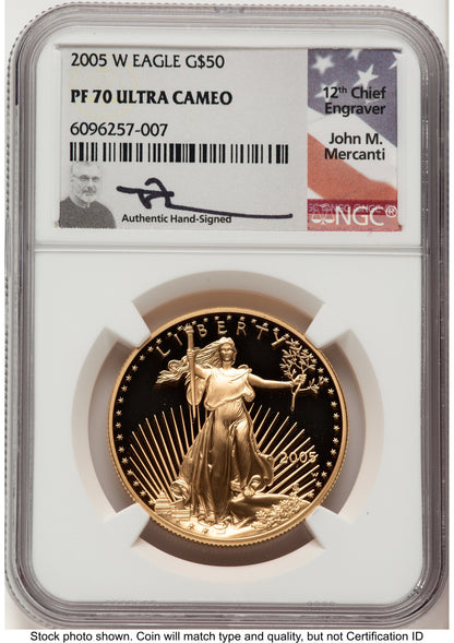2005-W Proof Gold Eagle 1 oz John NGC PF70 Mercanti