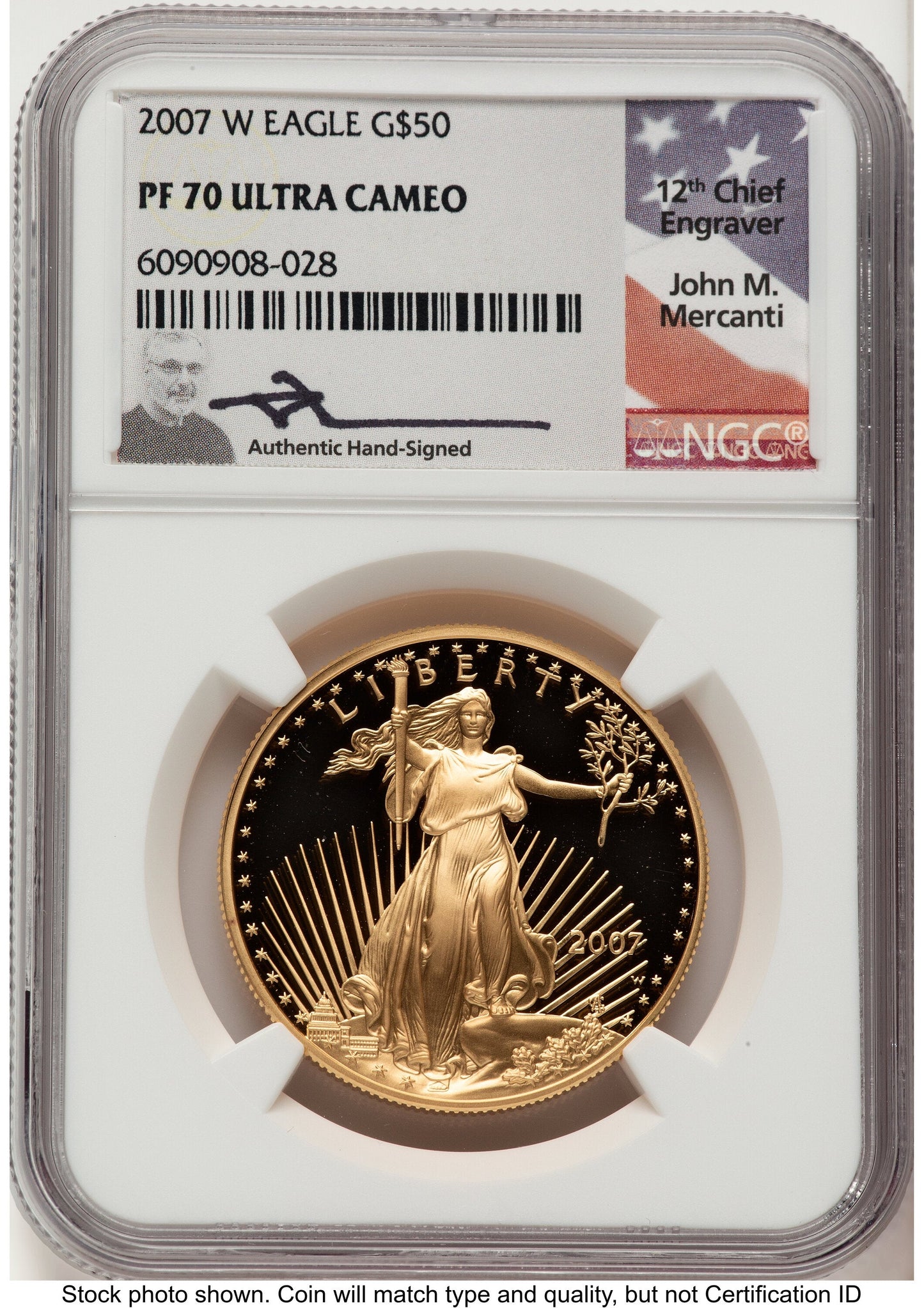 2007-W Proof Gold Eagle 1 oz John NGC PF70 Mercanti