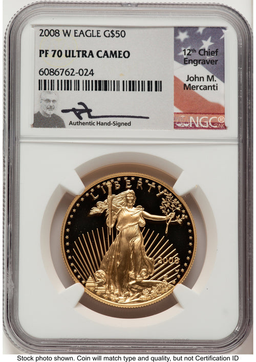 2008-W Proof Gold Eagle 1 oz John NGC PF70 Mercanti