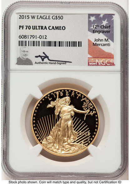 2015-W Proof Gold Eagle 1 oz John NGC PF70 Mercanti