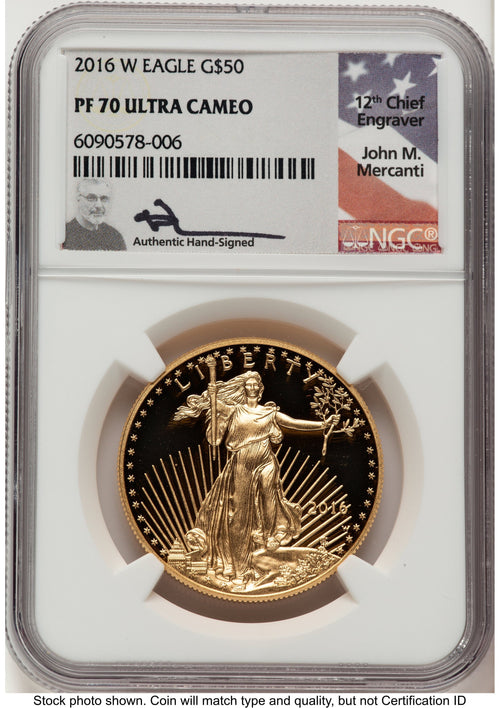 2016-W Proof Gold Eagle 1 oz John NGC PF70 Mercanti