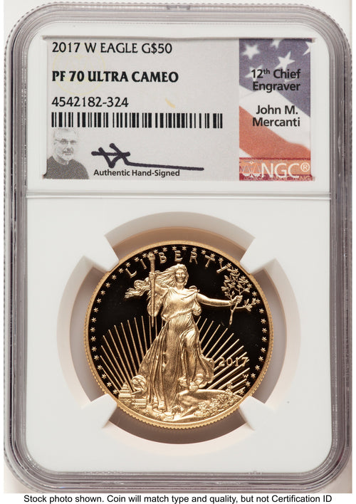 2017-W Proof Gold Eagle 1 oz John NGC PF70 Mercanti