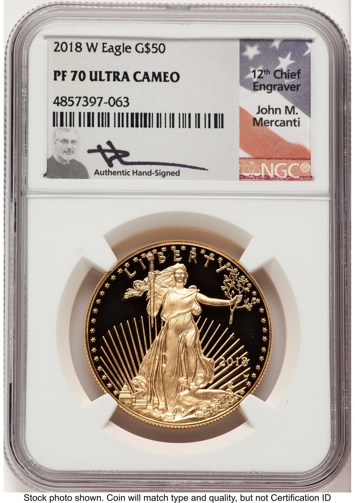 2018-W Proof Gold Eagle 1 oz John NGC PF70 Mercanti