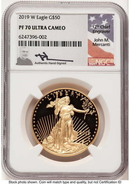 2019-W Proof Gold Eagle 1 oz John NGC PF70 Mercanti