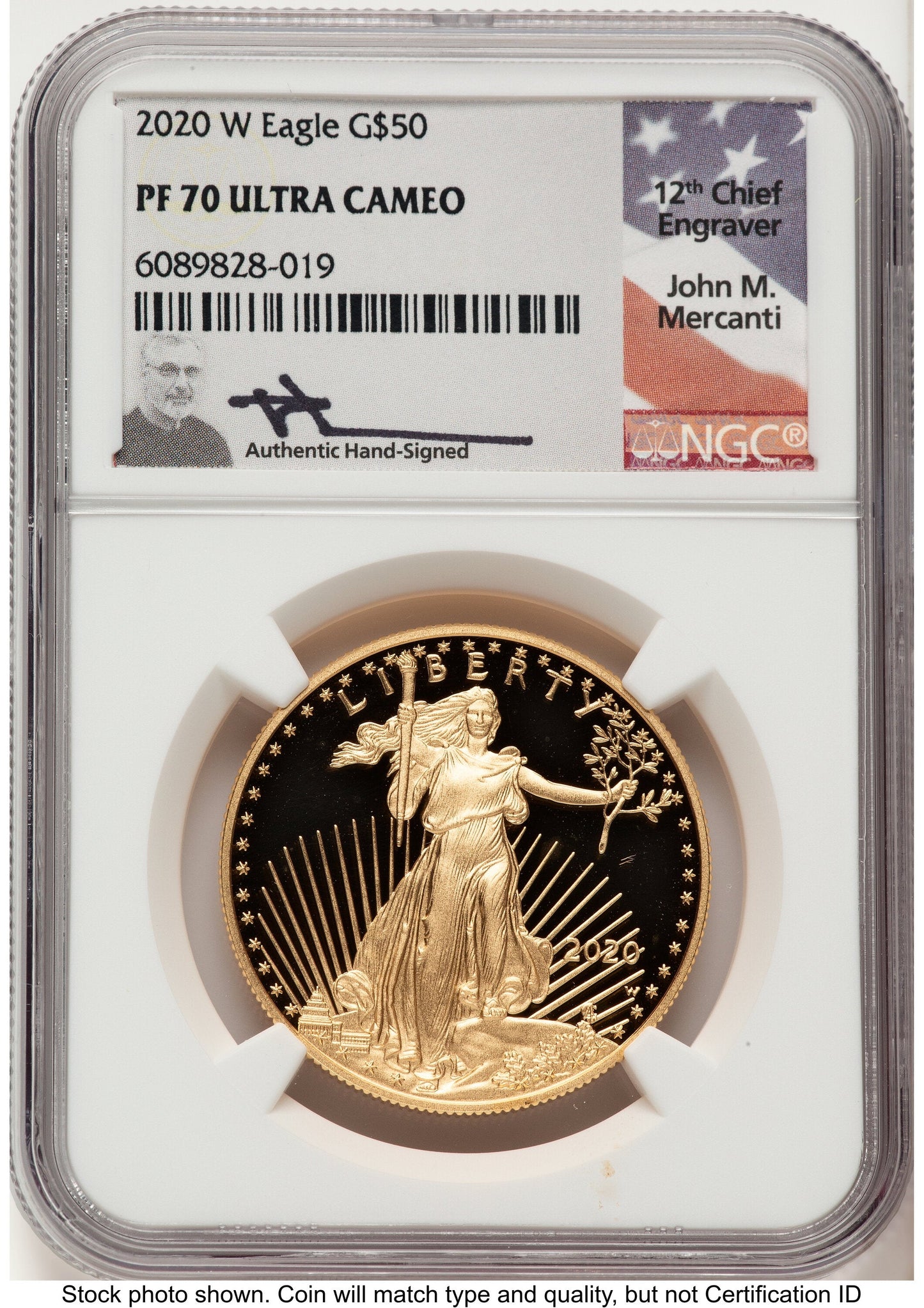 2020-W Proof Gold Eagle 1 oz John NGC PF70 Mercanti