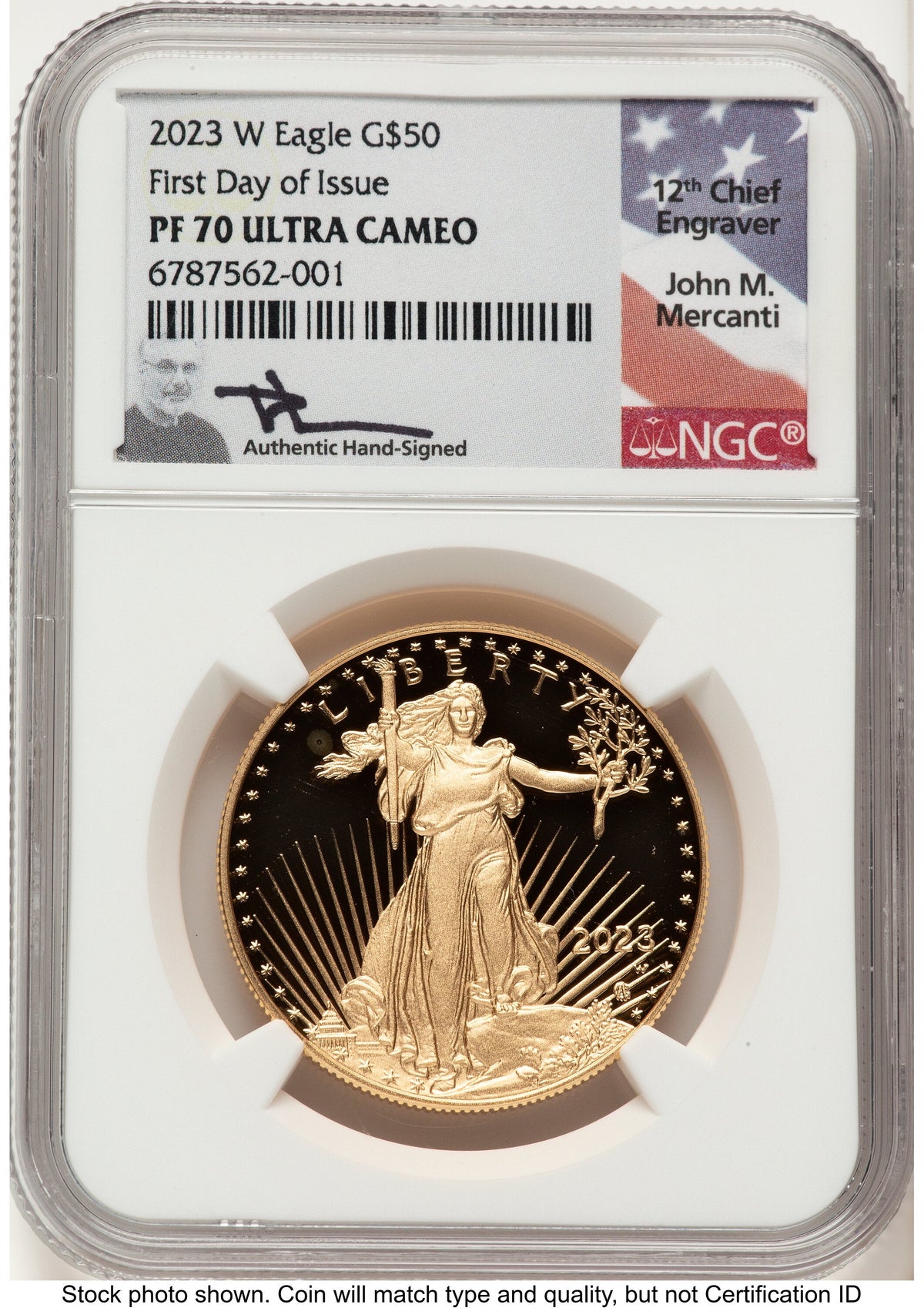 2023-W Proof Gold Eagle 1 oz FDI John NGC PF70 Mercanti