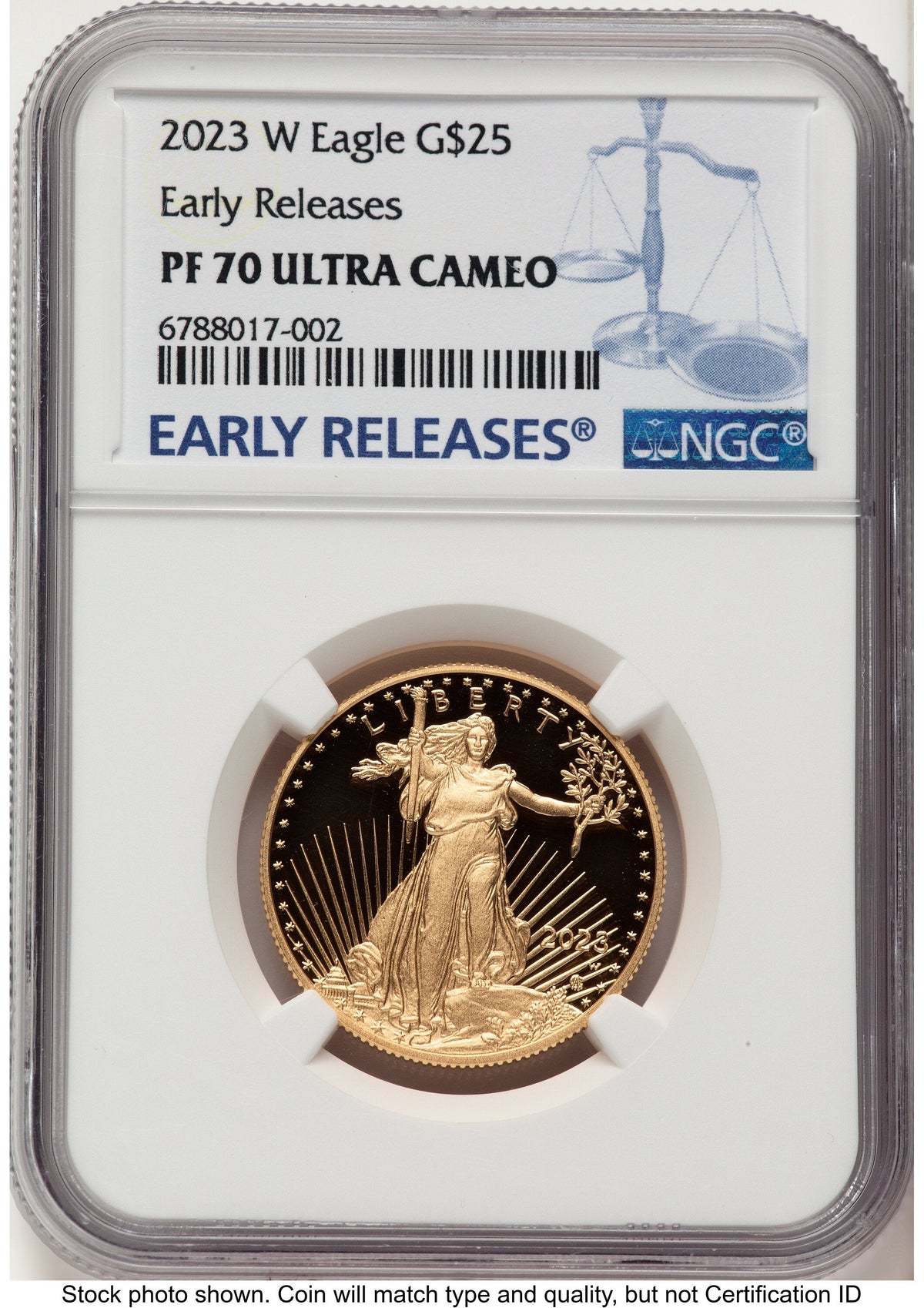 2023-W Proof Gold Eagle 1/2 oz ER Blue NGC PF70