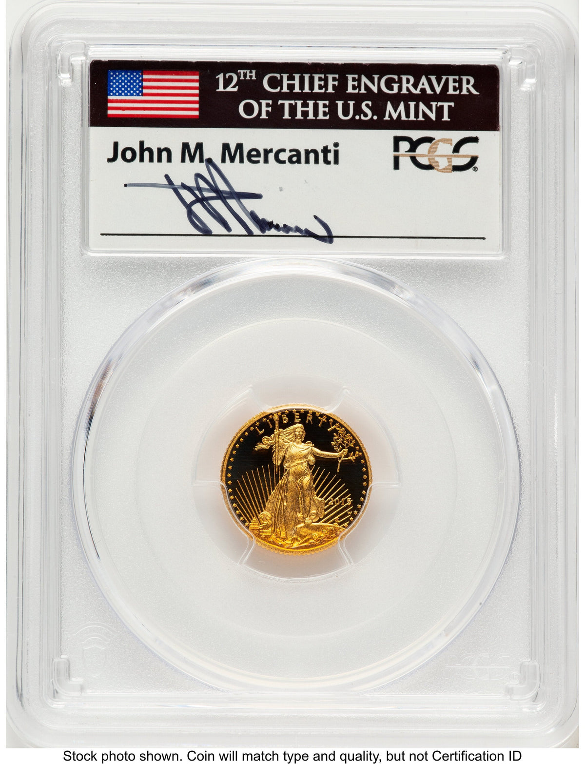 2015-W Proof Gold Eagle 1/10 oz FDI John Washington PCGS PR70 Mercanti