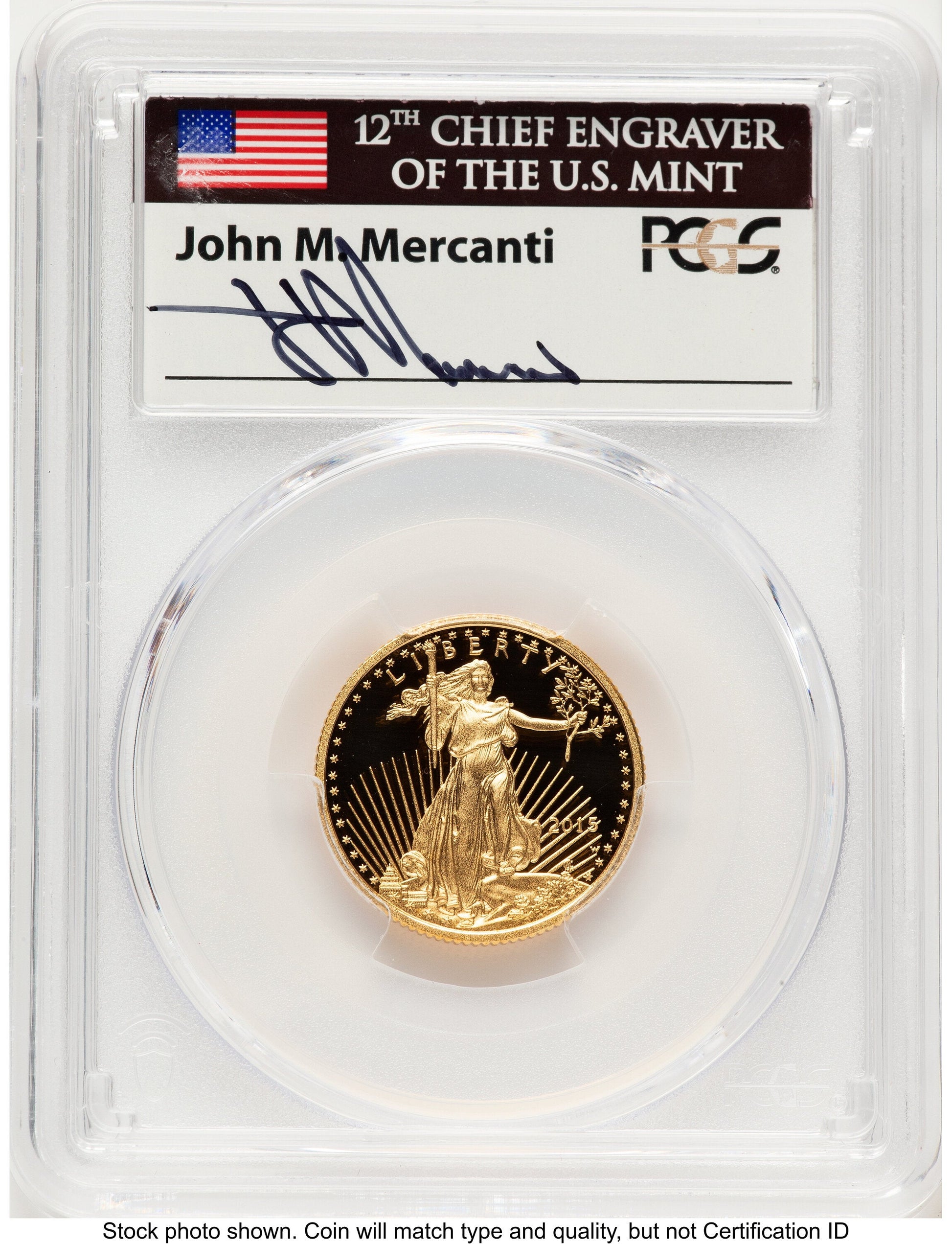 2015-W Proof Gold Eagle 1/4 oz FDI John Washington PCGS PR70 Mercanti