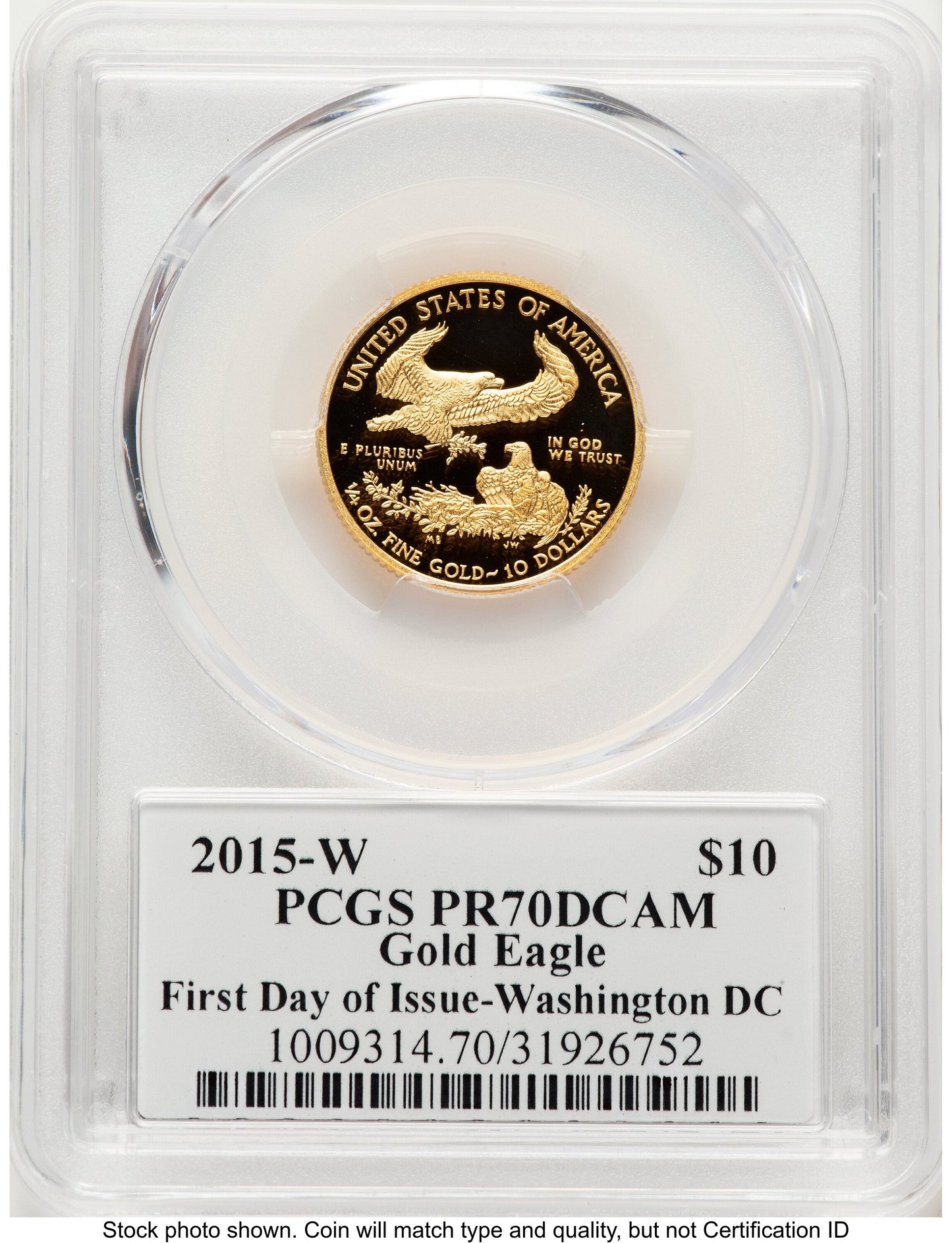 2015-W Proof Gold Eagle 1/4 oz FDI John Washington PCGS PR70 Mercanti