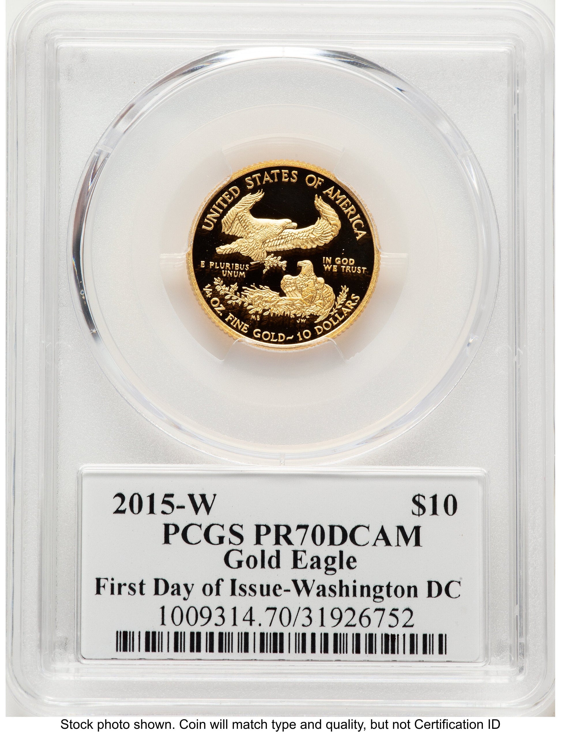 2015-W Proof Gold Eagle 1/4 oz FDI John Washington PCGS PR70 Mercanti