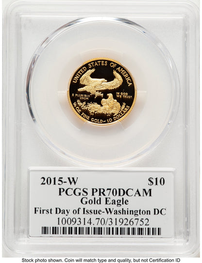 2015-W Proof Gold Eagle 1/4 oz FDI John Washington PCGS PR70 Mercanti