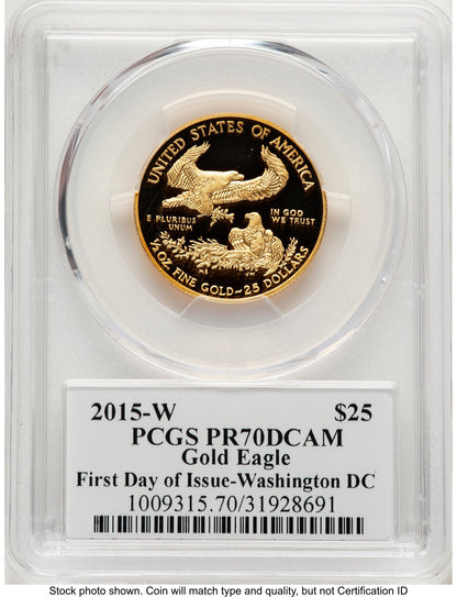 2015-W Proof Gold Eagle 1/2 oz FDI John Washington PCGS PR70 Mercanti