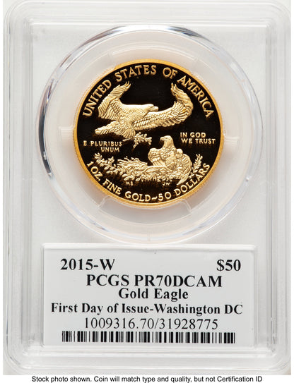 2015-W Proof Gold Eagle 1 oz FDI John Washington PCGS PR70 Mercanti