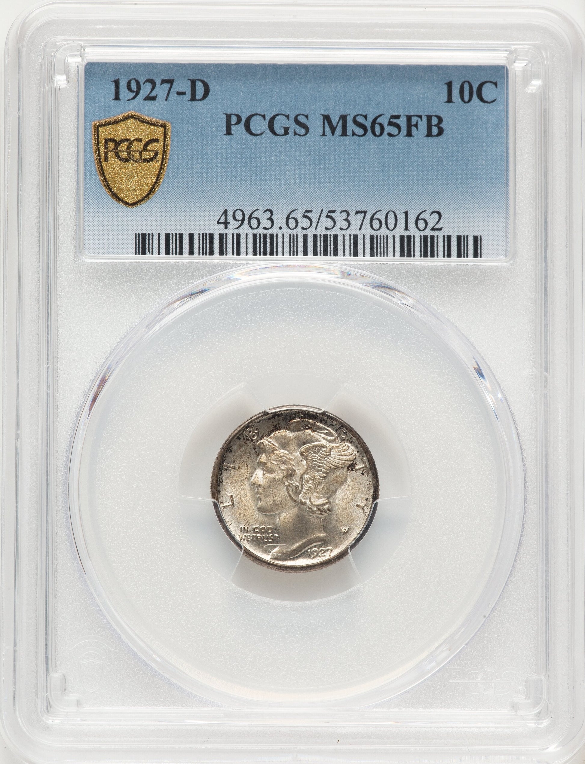 1927-D 10C FB Mercury Dime PCGS MS65