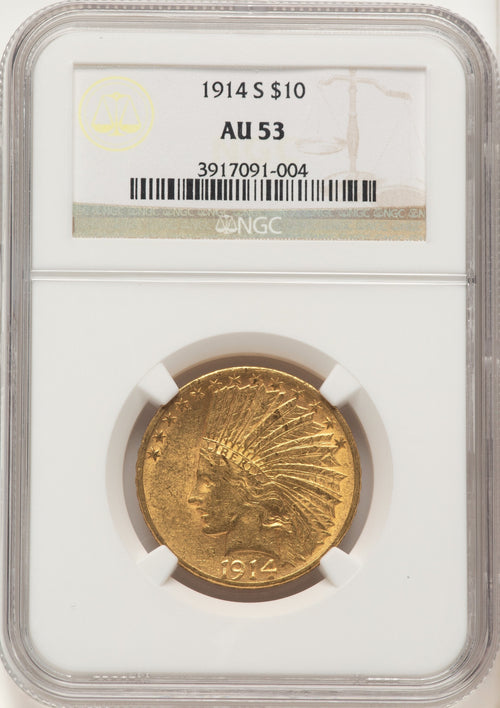 1914-S $10 Indian Eagle NGC AU53
