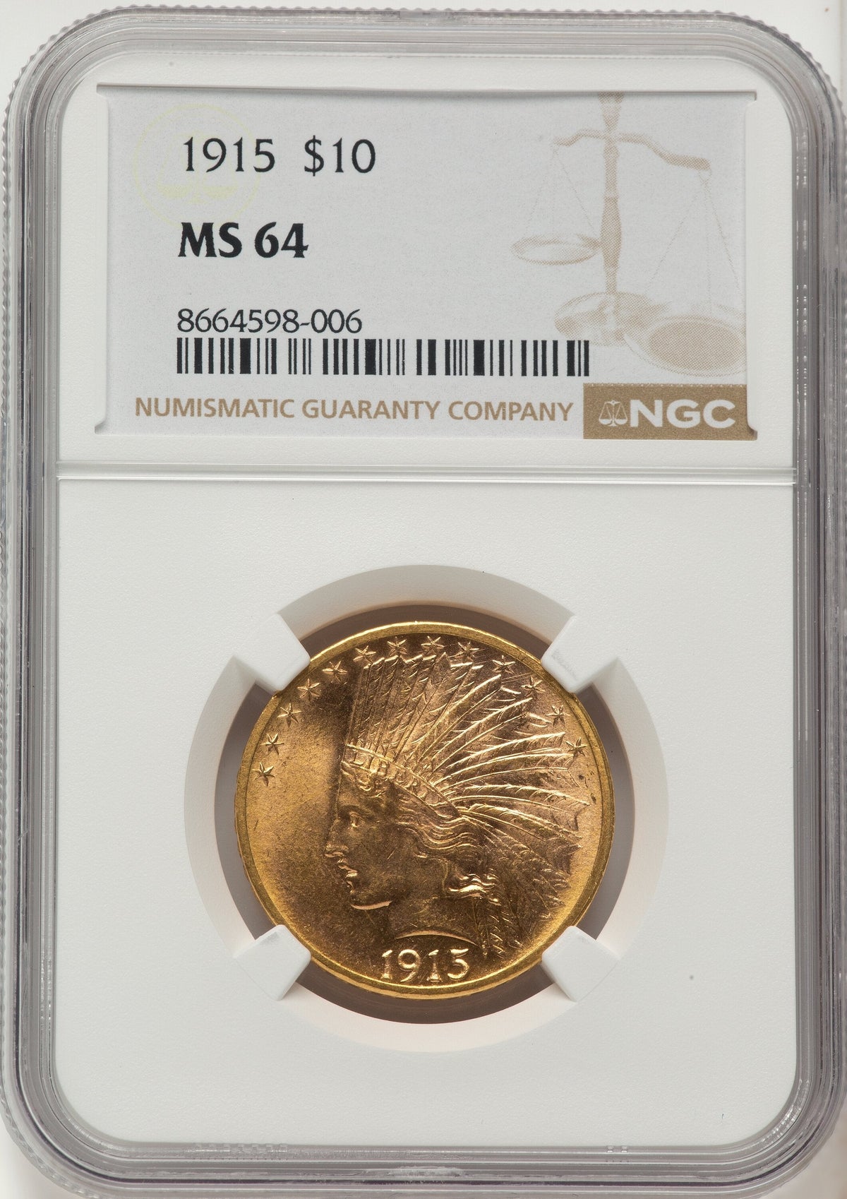 1915 $10 Indian Eagle NGC MS64