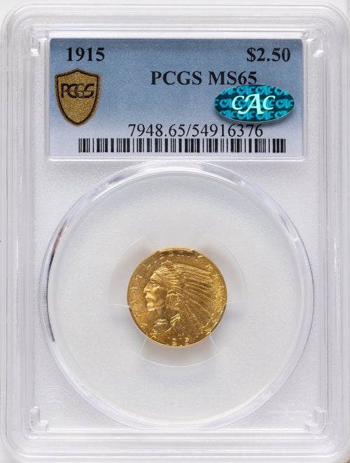 1915 $2.50 CAC Indian Quarter Eagle PCGS MS65