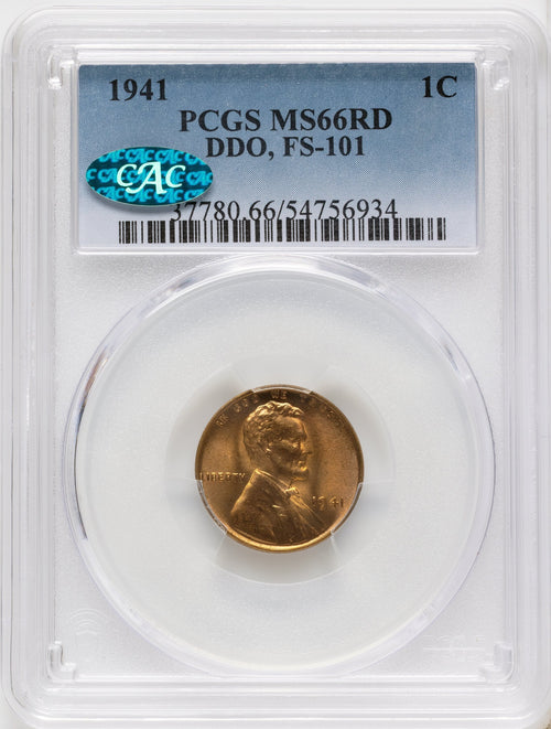 1941 1C Doubled Die Obverse FS-101 Lincoln Cent PCGS MS66