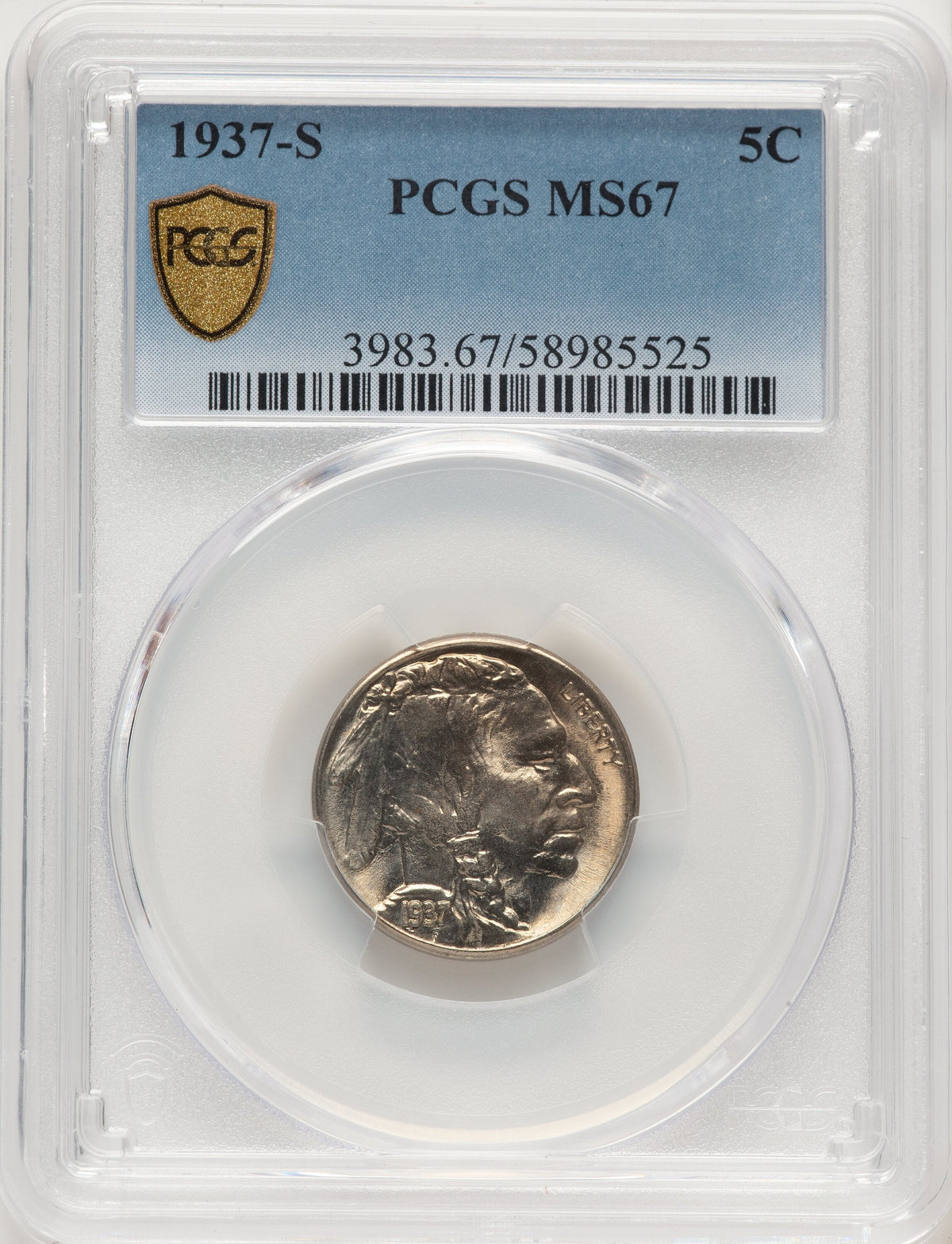 1937-S 5C Buffalo Nickel PCGS MS67