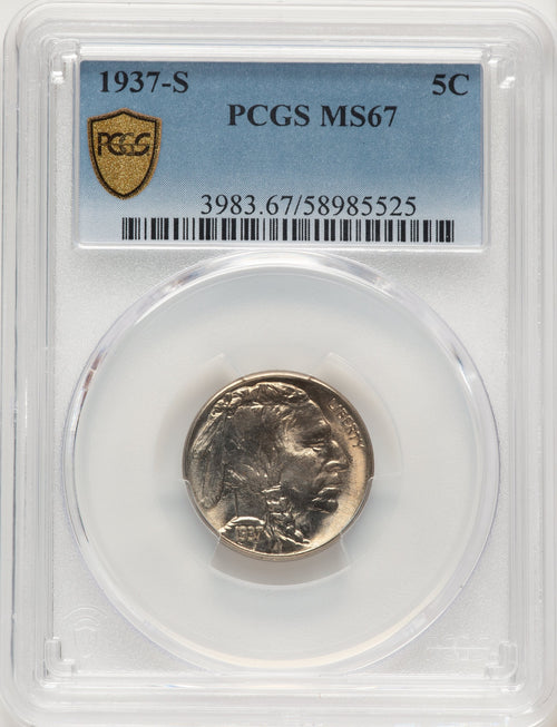 1937-S 5C Buffalo Nickel PCGS MS67
