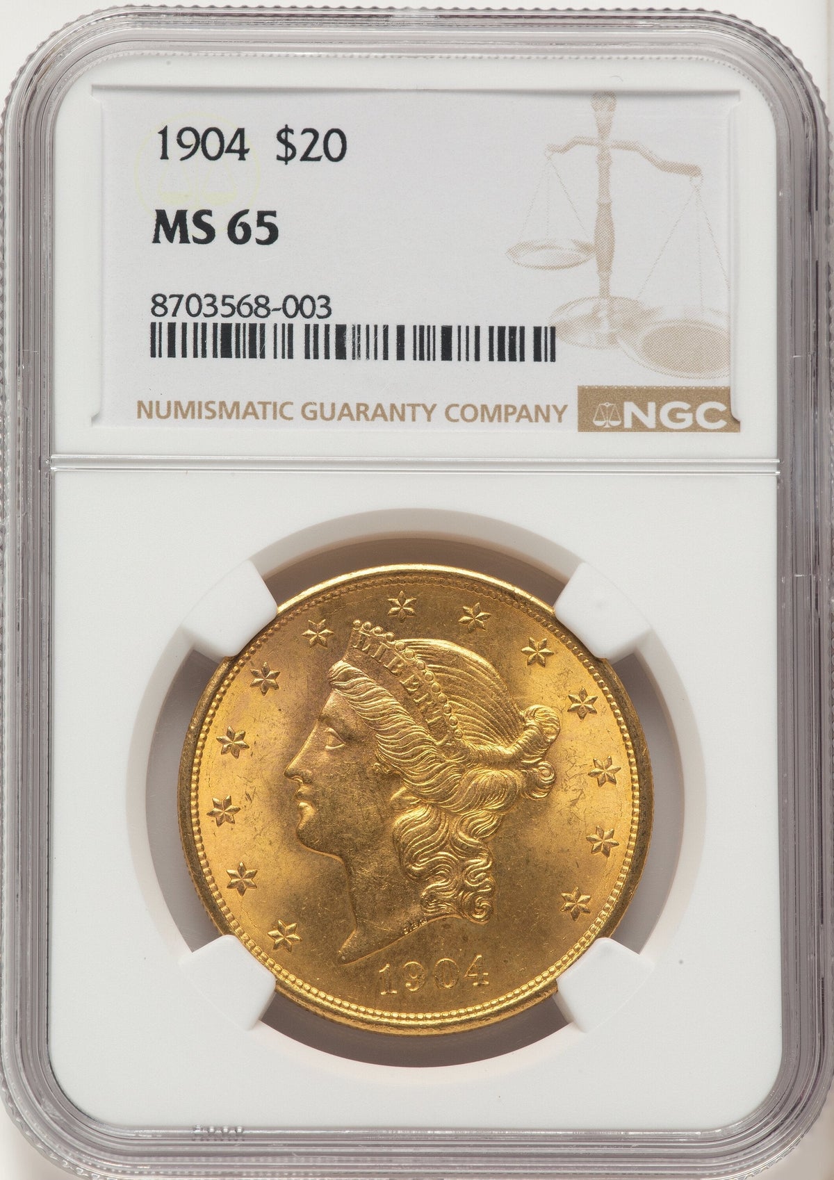 1904 $20 Liberty Liberty Double Eagle NGC MS65