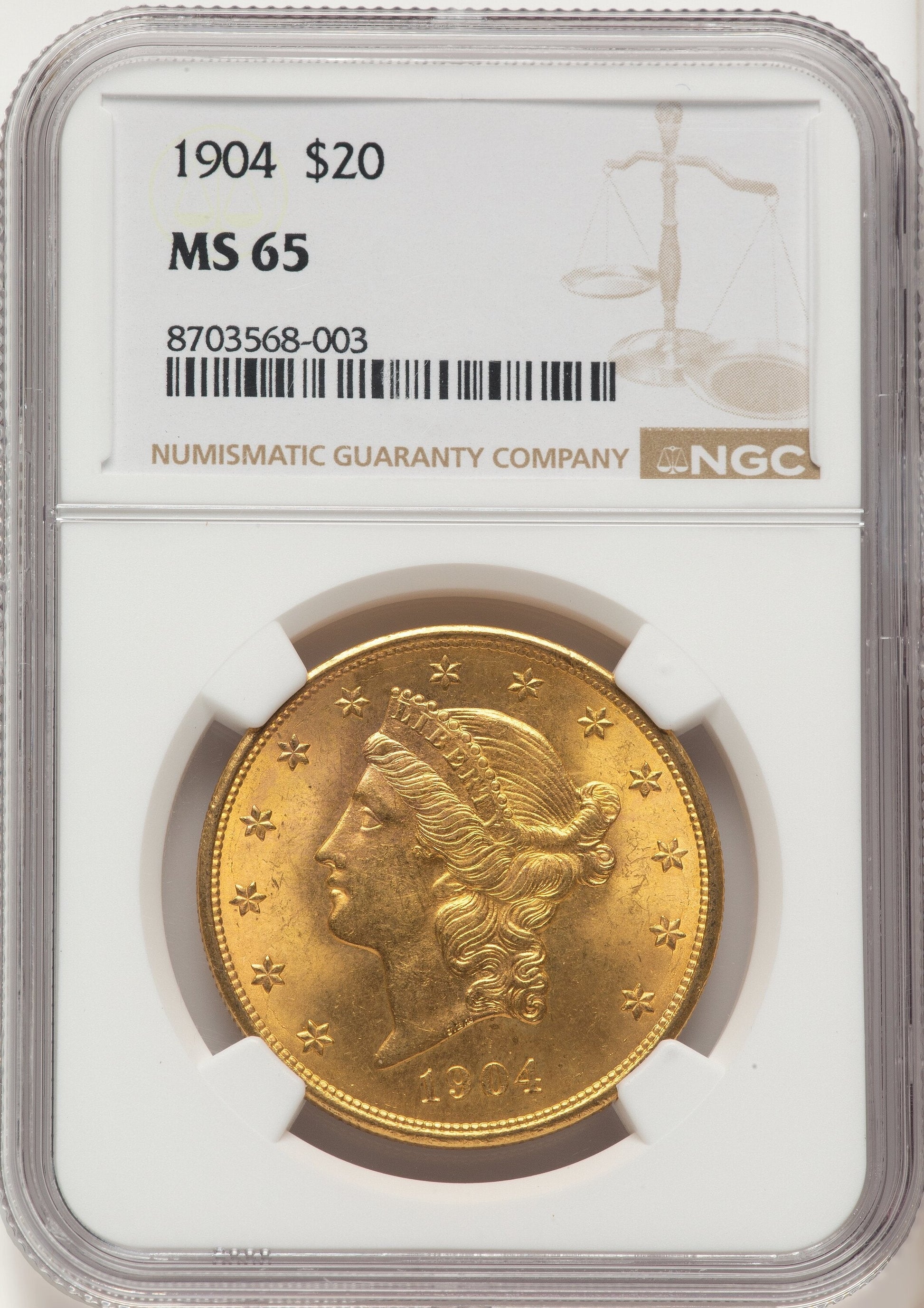1904 $20 Liberty Liberty Double Eagle NGC MS65