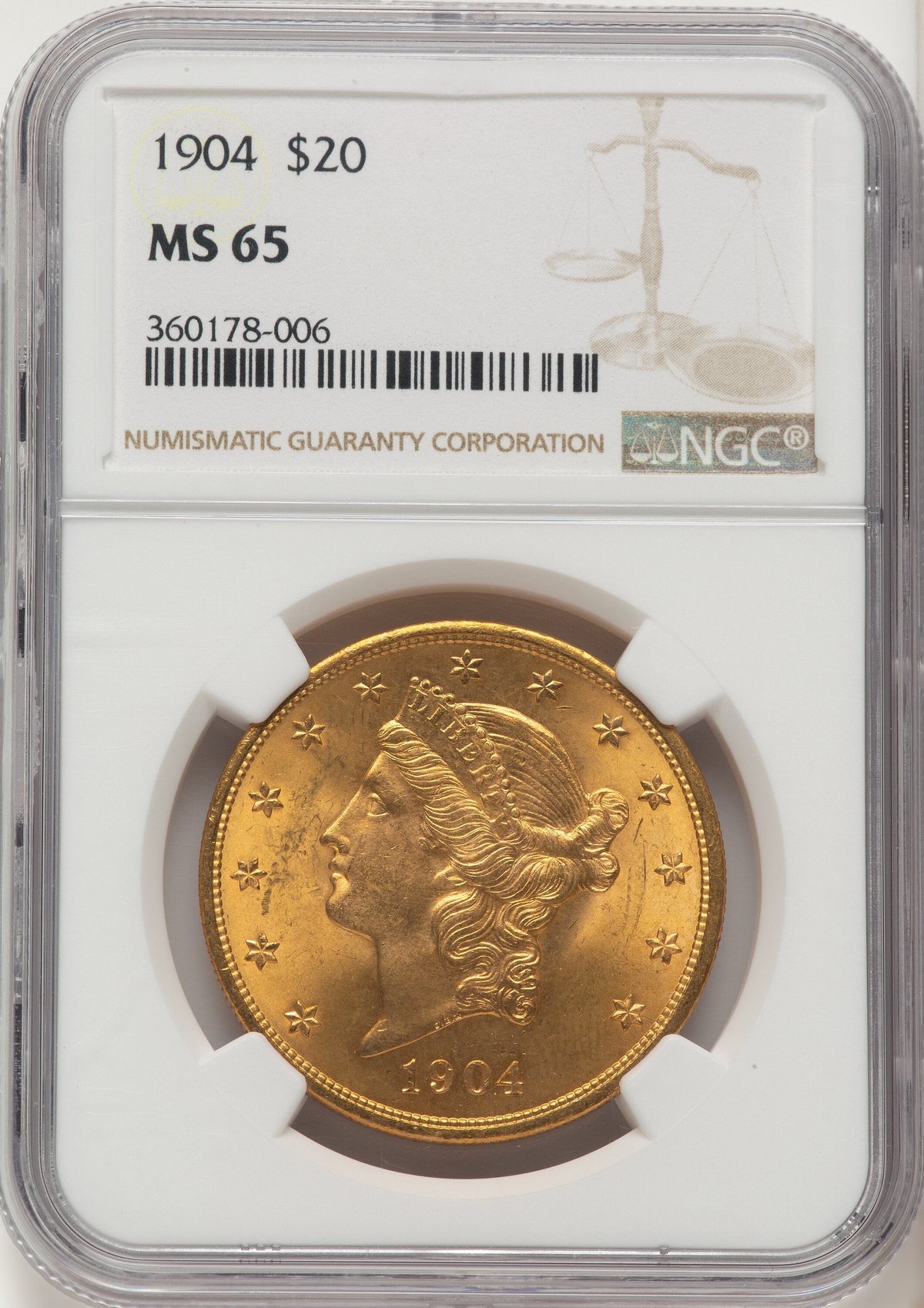 1904 $20 Liberty Liberty Double Eagle NGC MS65