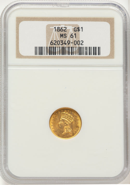 1862 G$1 Gold Dollar NGC MS61