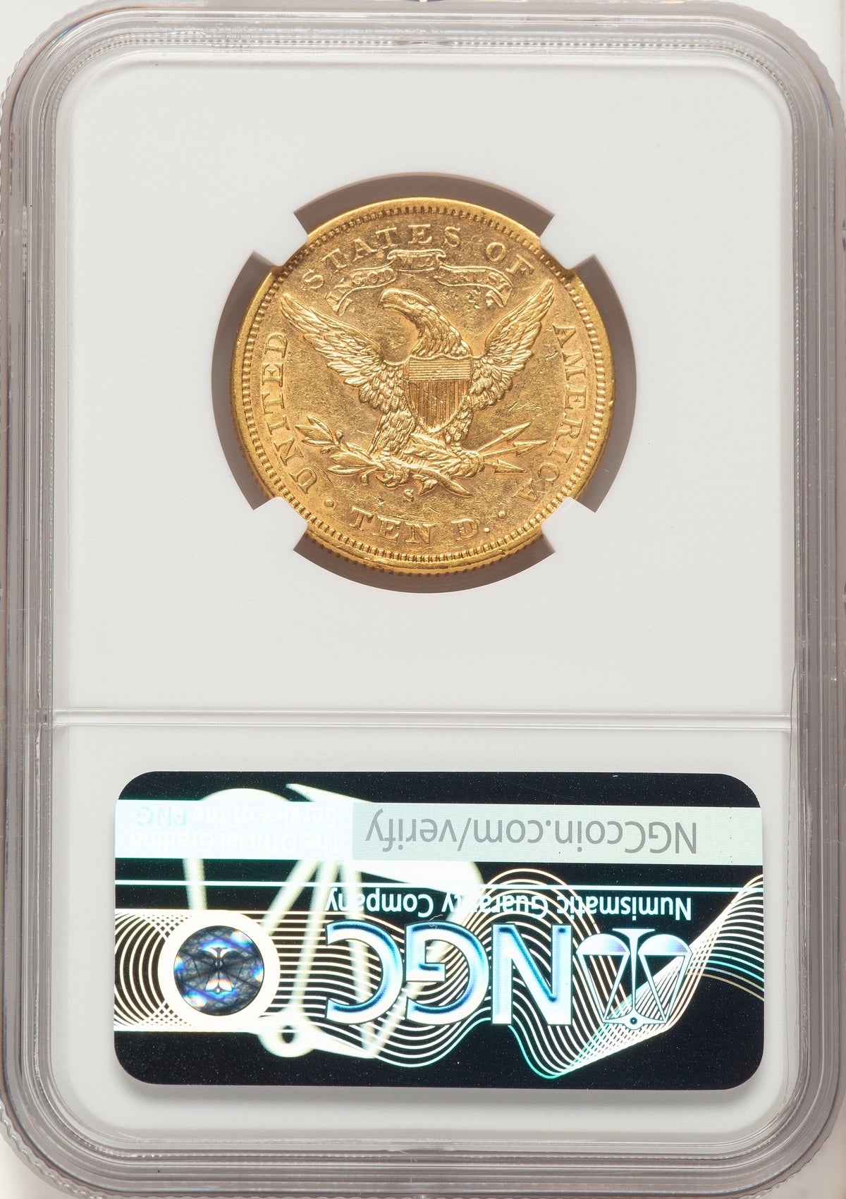 1876-S $10 Liberty Eagle NGC AU55