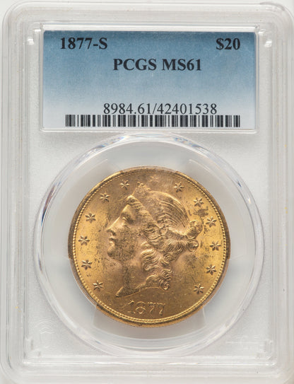 1877-S $20 Blue Gradient Liberty Double Eagle PCGS MS61
