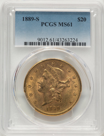 1889-S $20 Blue Gradient Liberty Double Eagle PCGS MS61