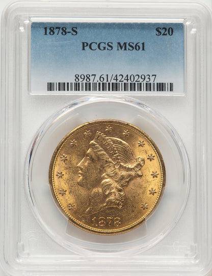 1878-S $20 Blue Gradient Liberty Double Eagle PCGS MS61