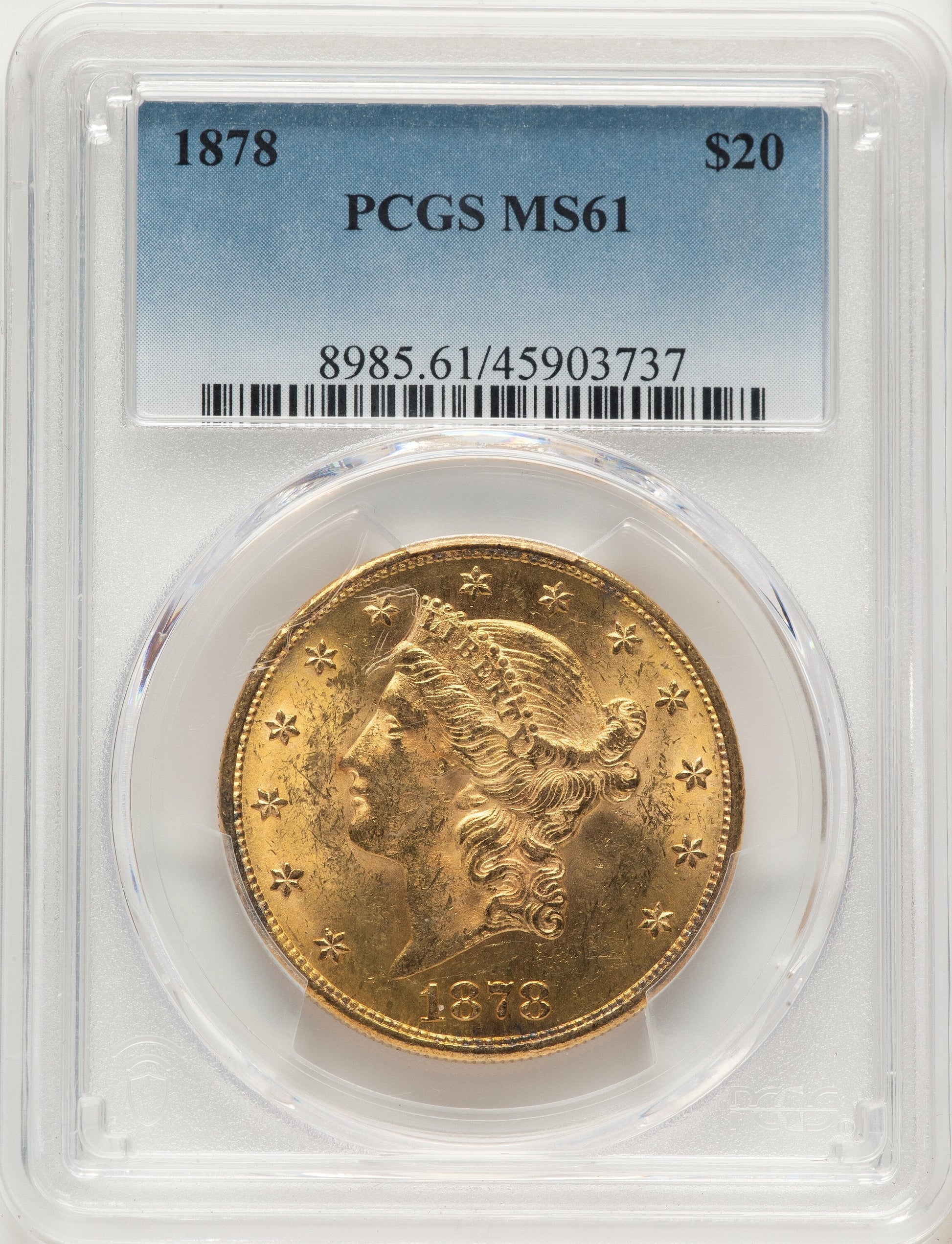 1878 $20 Blue Gradient Liberty Double Eagle PCGS MS61