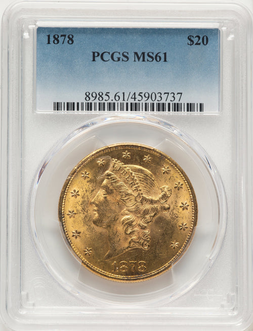 1878 $20 Blue Gradient Liberty Double Eagle PCGS MS61