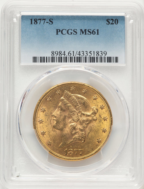 1877-S $20 Blue Gradient Liberty Double Eagle PCGS MS61