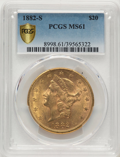 1882-S $20 Blue Gradient Liberty Double Eagle PCGS MS61