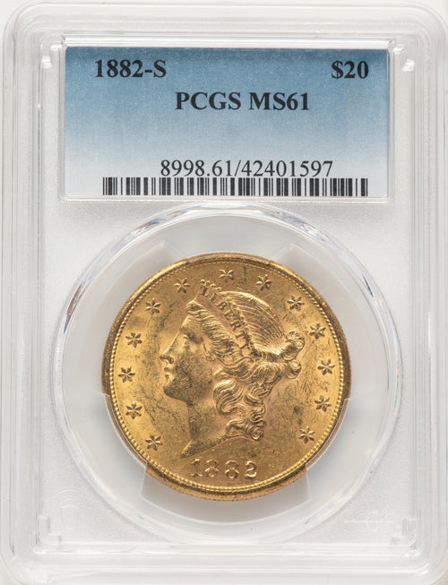 1882-S $20 Blue Gradient Liberty Double Eagle PCGS MS61